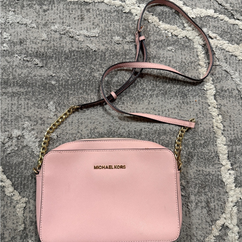 Michael Kors Light Pink Crossbody Bag with Gold Chain